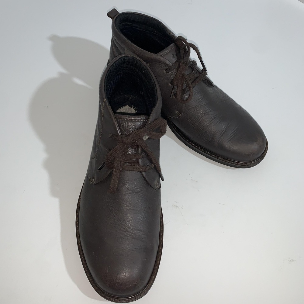 ECCO Boots Mens Size 12 Brown Leather Chukka Ankle Casual Comfort Shoes